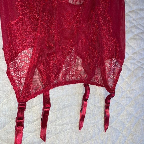 Victoria's Secret Red Corset Garter Slip Lace - Picture 6 of 11